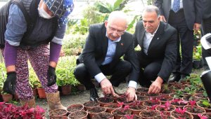 CHP Genel Başkanı Kılıçdaroğlu kadınlarla çiçek dikti