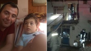 Oğlunu kurtarmak için alevlerin arasına girdi ama..