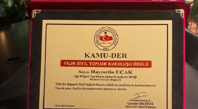 Ege Yaş Meyve Sebze İhracatçıları Birliği'ne büyük onur