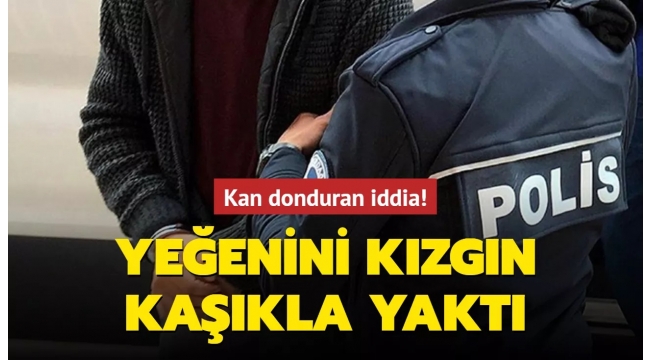 Isıttığı kaşık ile yeğenini yaktığı iddiası