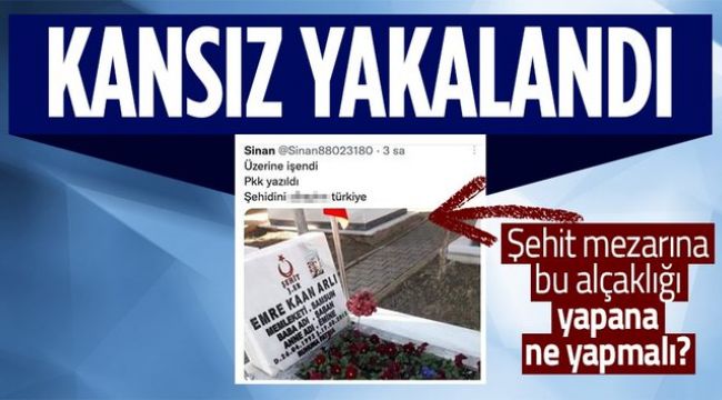 Şehit mezarına çirkin saldırıyı yapan şahıs yakalandı