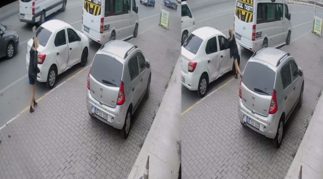 Tartıştığı kocasının arabasını bu hale getirdi