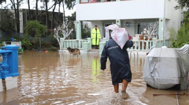 Bodrum'da yağmurun bilançosu; 131 ev ve iş yerini su bastı