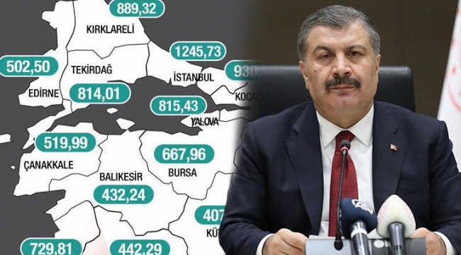 İşte vaka haritası: İstanbul 1'inci, İzmir 6'ncı