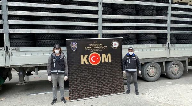 İzmir'de gümrük kaçağı 268 adet ağır vasıta araç lastiği ele geçirildi