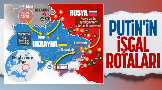 Rusya'nın olası işgal rotaları
