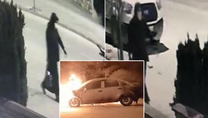 Kadın kılığına girip, eşinin otomobilini yaktı! Serbest