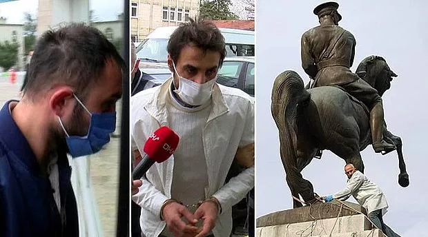 Atatürk Anıtı'na saldıran kuzenlere 5'er yıl hapis