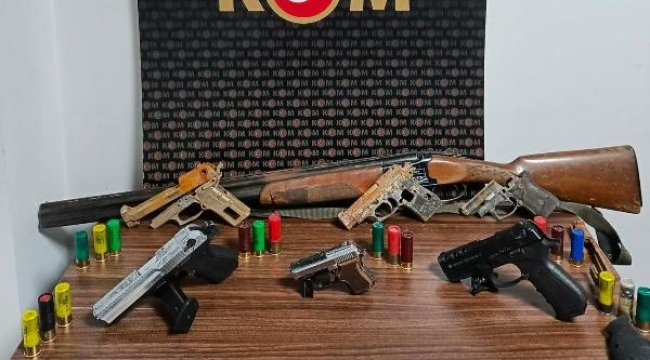 Ev ve bahçede çok sayıda silah ele geçirildi