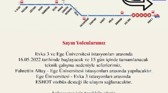 İzmir Metro'dan uyarı