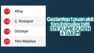 Rizespor ve Altay da küme düştü
