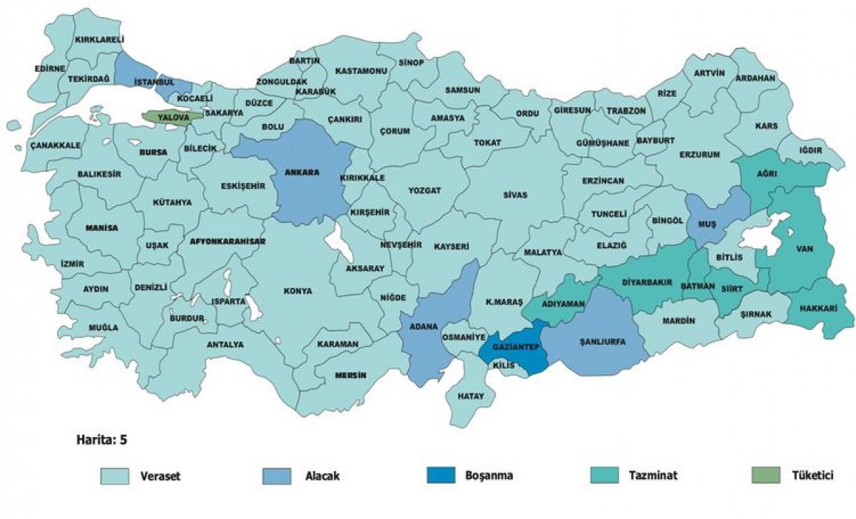 Türkiye'nin 'Dava Haritası' hazırlandı