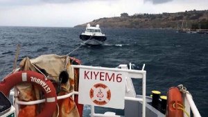 Bodrum'da karaya oturan tekne kurtarıldı