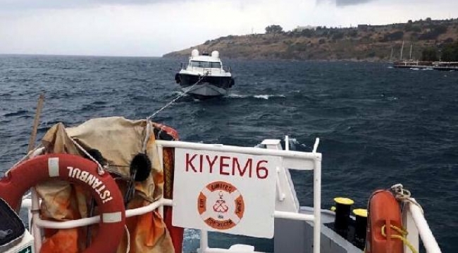 Bodrum'da karaya oturan tekne kurtarıldı