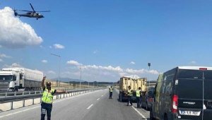 Helikopter destekli trafik denetiminde 13 araç trafikten men edildi