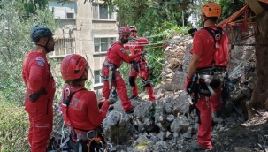 Konak Belediyesi ve AKUT, apartmanın üzerine devrilen ağacı kaldırdı