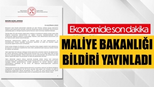 Maliye Bakanlığı bildiri yayınladı