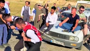 Adetten deyip damada 1 tonluk otomobili çektirdiler