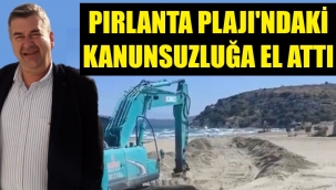 Çeşme'de plaja iş makinesi soktular, Başkan Oran işlem başlattı