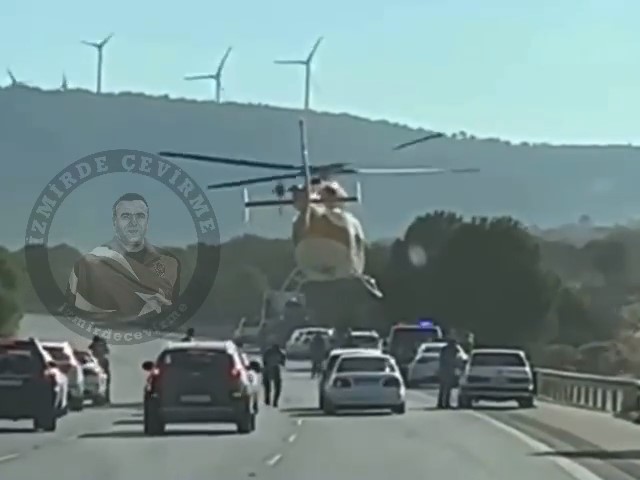 İzmir-Çeşme Otoyolu'na helikopter indi