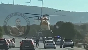 İzmir-Çeşme Otoyolu'na helikopter indi