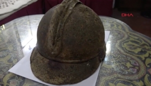 Afyonkarahisar'daki Büyük taaruz alanından çıkan miğfer ve mermiler