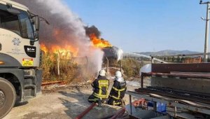 Aydın'da, sanayi sitesinde çıkan yangında 2 ton plastik boru kül oldu