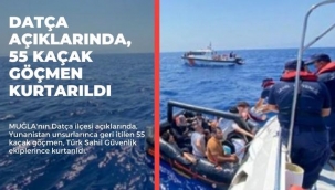Datça açıklarında, 55 kaçak göçmen kurtarıldı