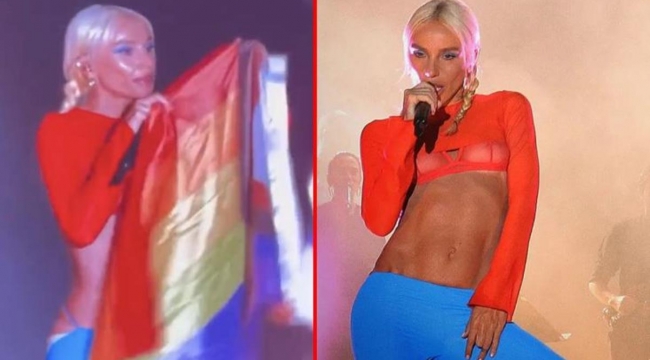 Konserinde LGBT bayrağı açtı, olay çıktı