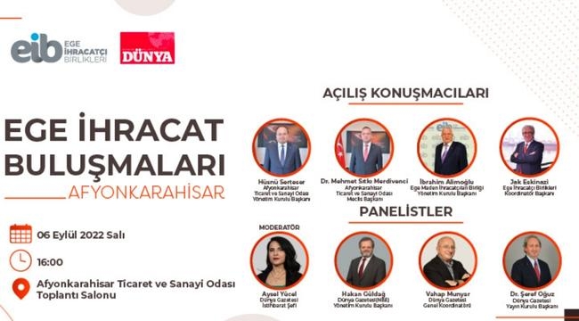 Afyonkarahisar İhracatının Yıldızları 6 Eylül'de ödüllerini alacak