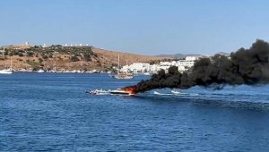 Bodrumda motoryat, alev alev yandı
