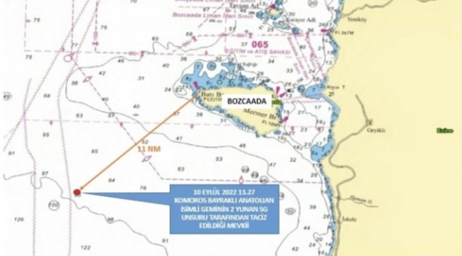Bozcaada açıklarında Ro-Ro gemisine Yunan taciz ateşi