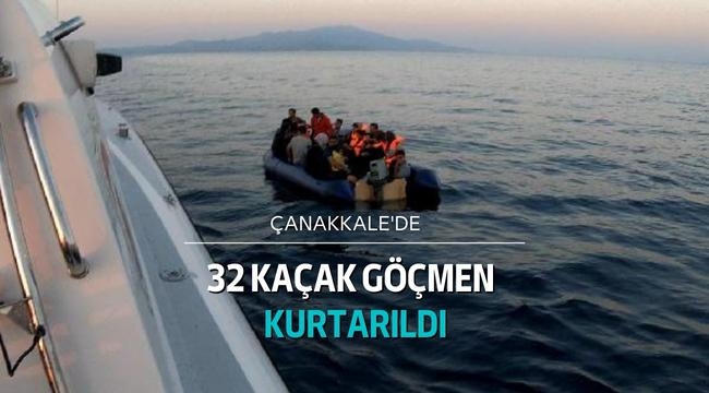 Çanakkale'de 32 kaçak göçmen kurtarıldı 