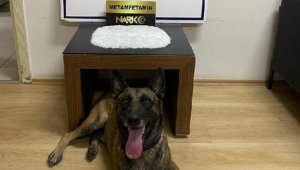 Otomobilde gizlenmiş uyuşturucuyu narkotik köpeği buldu