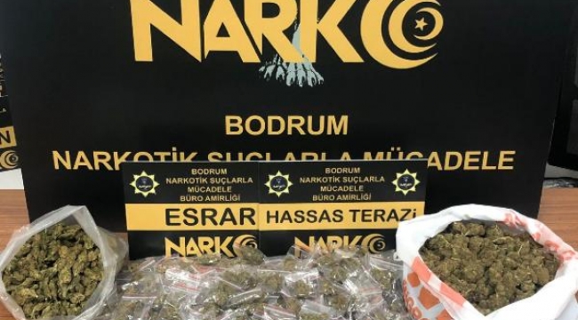 Bodrum'da 1 kilo 658 gram esrar ele geçirildi; 2 gözaltı