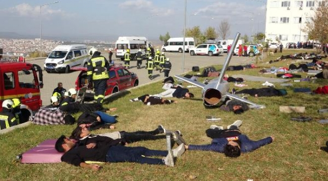 Çanakkale'de 'Geniş Katılımlı Uçak Kaza Tatbikatı' gerçekleştirildi