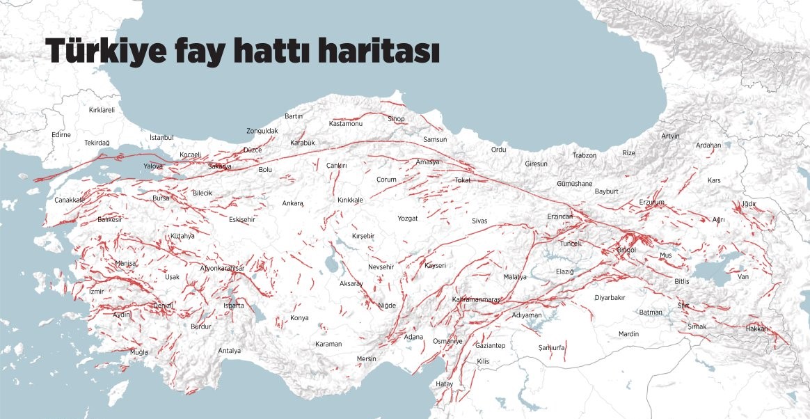 İşte Türkiye'nin fay haritası! 
