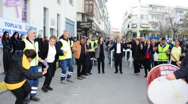 Balçova Belediyesi'nde 241 işçiyi kapsayan zam halayla kutlandı