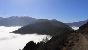 Denizli'de sis bulutu güzel görüntüler oluşturdu