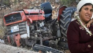 Kadın traktör sürücüsü savrulup öldü