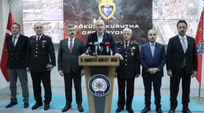 Bakan Soylu, Uşak'ta 'Kökünü Kurutma Operasyonu'nu yönetti: 120 gözaltı