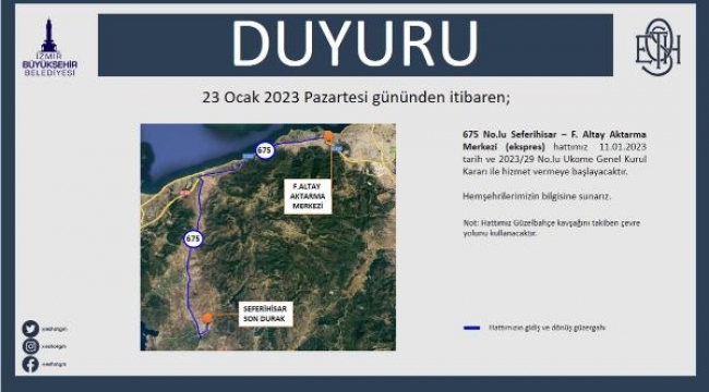 ESHOT, İzmir'de üç yeni otobüs hattı daha açtı: 675-684 ve 909