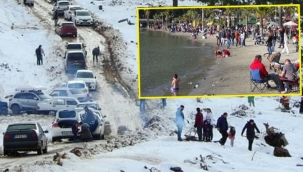 Muğla'da aynı gün kar ve yaz!