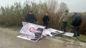Cumhurbaşkanı Erdoğan'ın afişleri dereye atıldı