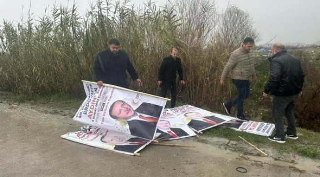 Cumhurbaşkanı Erdoğan'ın afişleri dereye atıldı