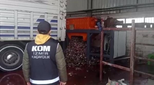 İzmir'de ele geçirilen 27 ton sahte ürün imha edildi