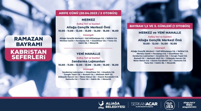 Aliağa Belediyesi'nden bayramda kabristana ücretsiz ulaşım