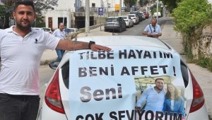 Boşanma davası açan eşine pankartlı özür