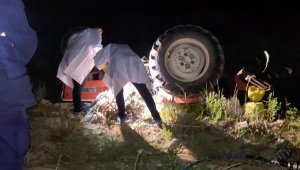 Dere yatağına yuvarlanan traktörün sürücüsü öldü