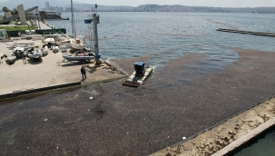 İZSU ekipleri, Bostanlı sahilinde deniz marulu temizliği yaptı